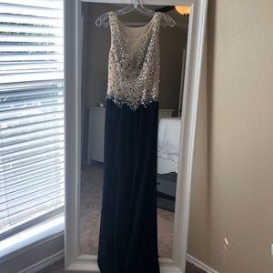 Black and nude gown with crystals